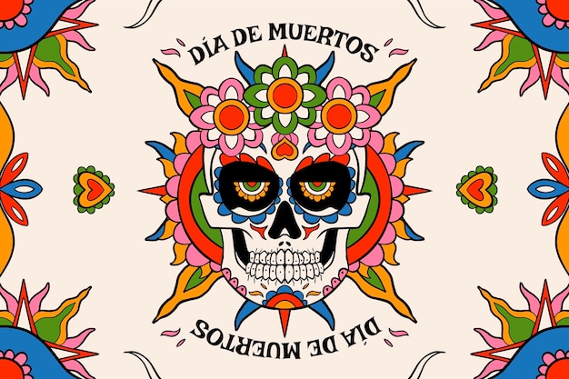 손으로 그린 dia de muertos 배경