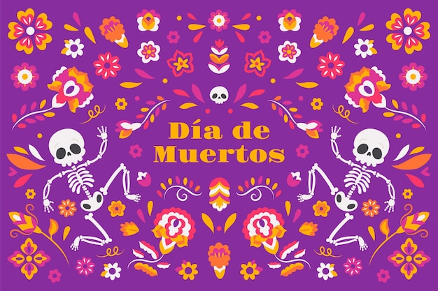 Hand drawn dia de muertos background