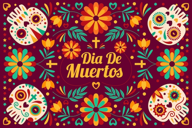 Free vector hand drawn dia de muertos background