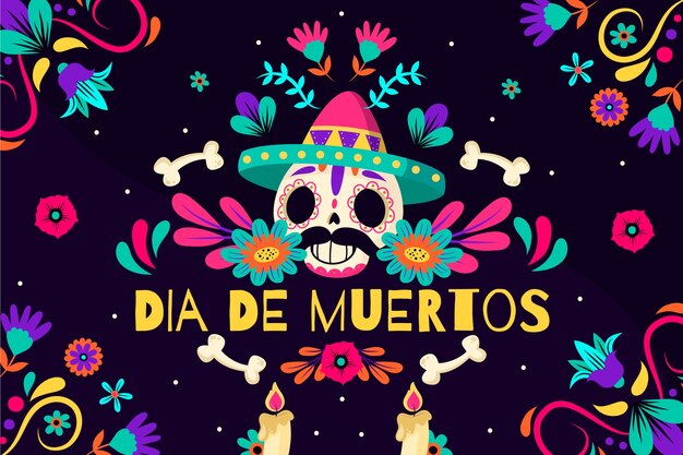 Hand drawn dia de muertos background