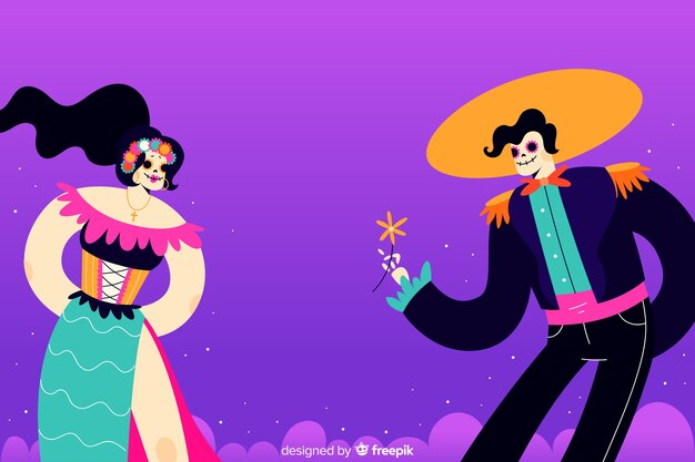 Sfondo di dia de muertos disegnato a mano