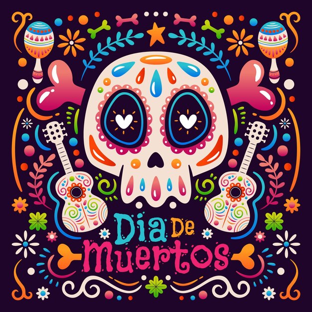 手描きdia de muertos背景