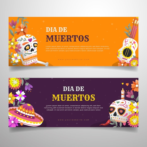 Bandiere di dia de muertos disegnate a mano