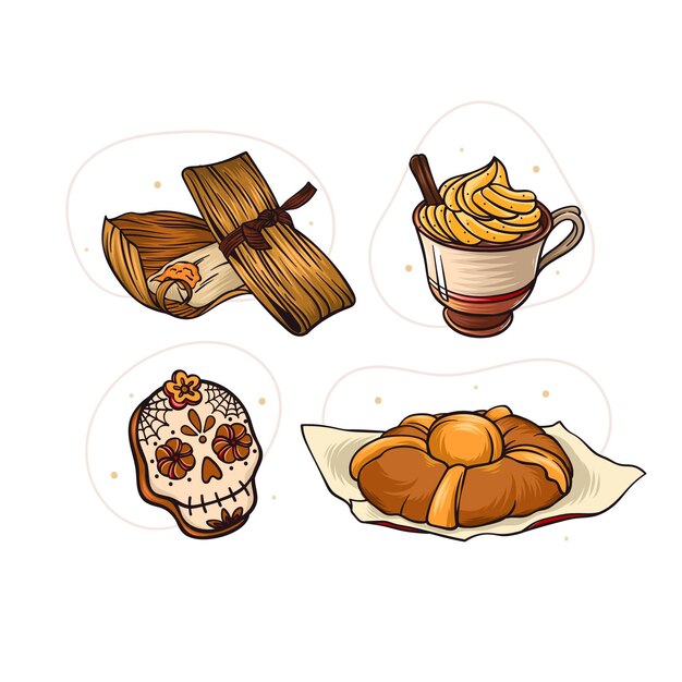 Ручной обращается коллекция продуктов dia de muertos