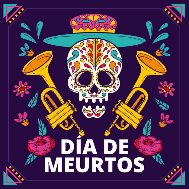 Hand drawn dia de muertos illustration