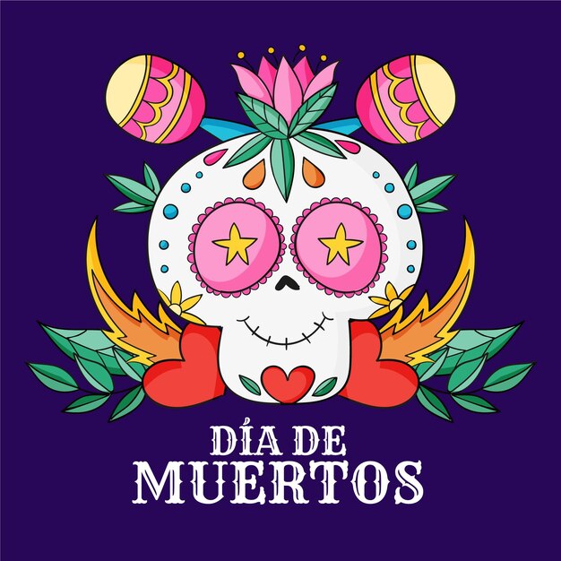 Нарисованная рукой иллюстрация dia de muertos