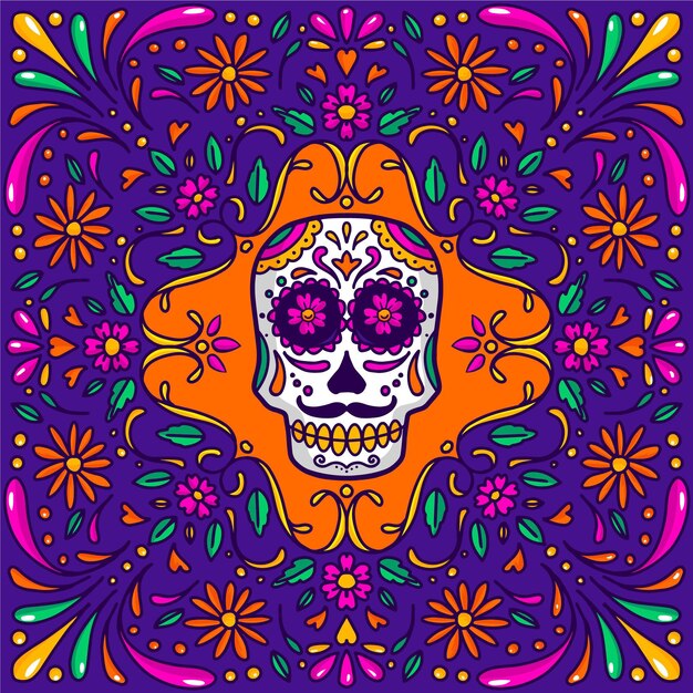 Нарисованная рукой иллюстрация dia de muertos