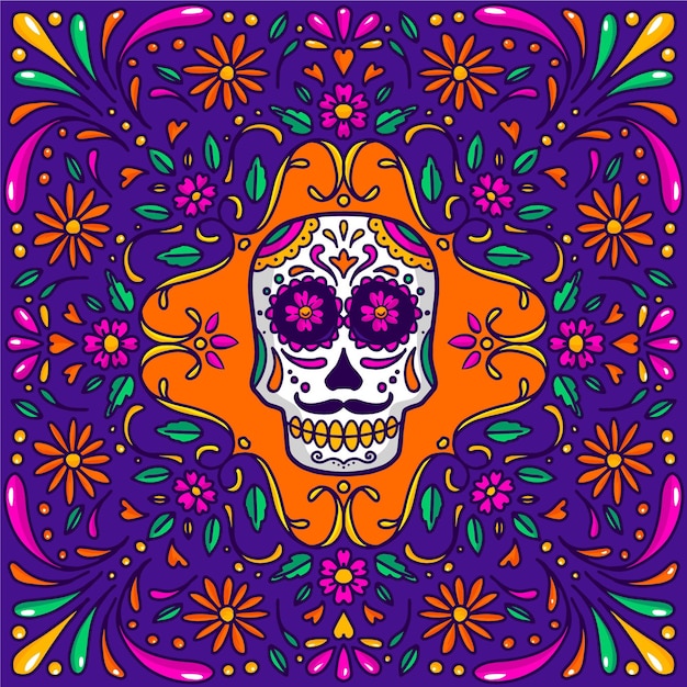 Hand drawn dia de muertos illustration