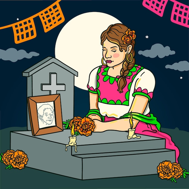 無料ベクター 手描きdiademuertosイラスト