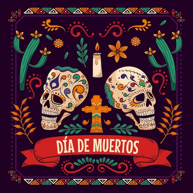 손으로 그린 dia de muertos 그림