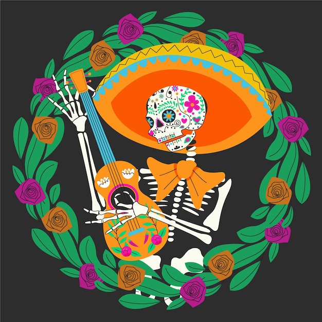 Free vector hand drawn dia de muertos illustrationn