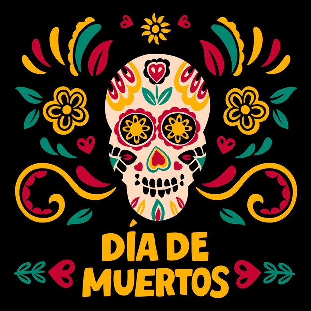 Нарисованная рукой надпись dia de muertos