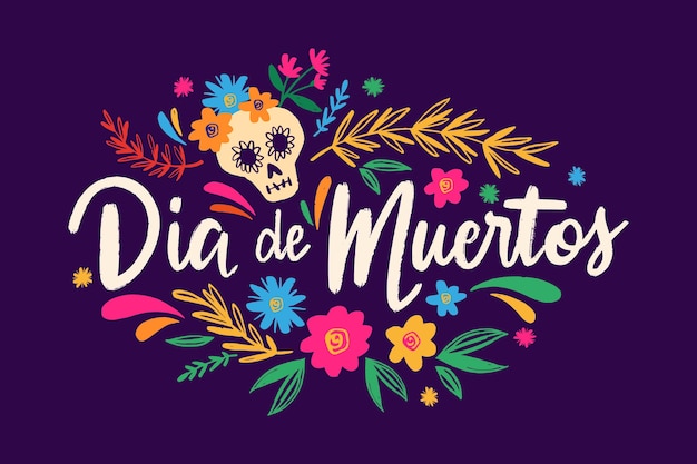 무료 벡터 손으로 그린 dia de muertos 글자