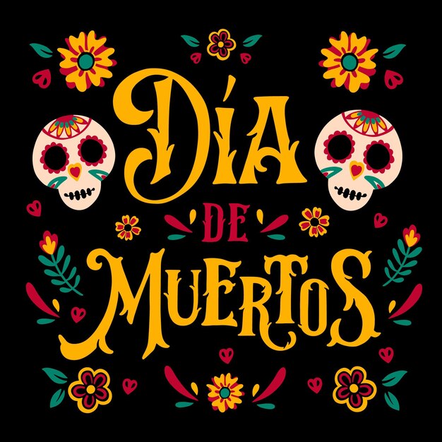 Нарисованная рукой надпись dia de muertos