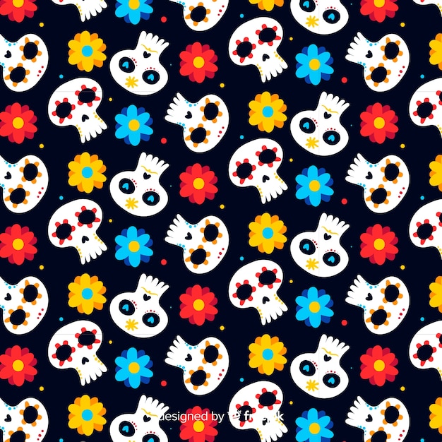 Free Vector hand drawn dia de muertos pattern