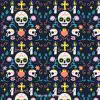 Free vector hand drawn día de muertos pattern