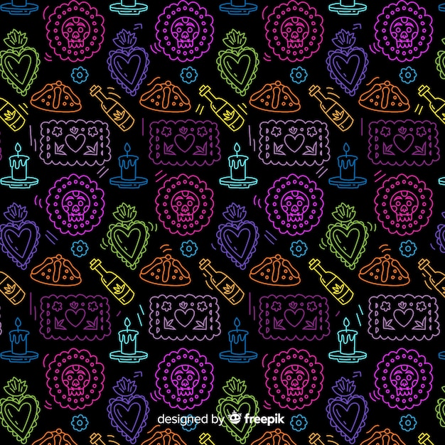 Hand drawn día de muertos pattern