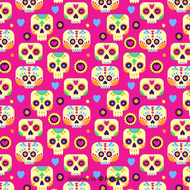 Hand drawn día de muertos pattern