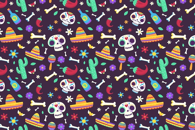 Modello dia de muertos disegnato a mano