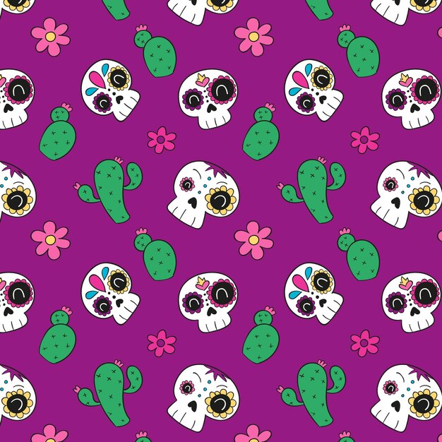 Free vector hand drawn dia de muertos pattern