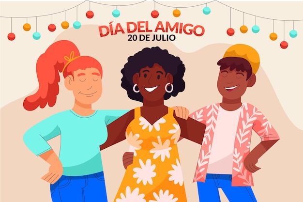 Hand drawn dia del amigo - 20 de julio illustration