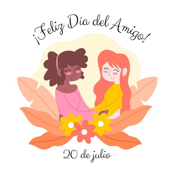 Hand drawn dia del amigo - 20 de julio illustration