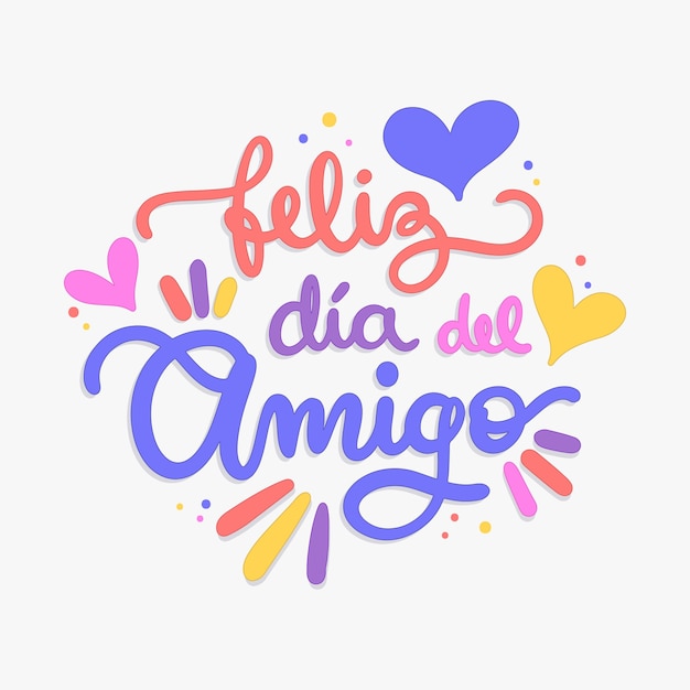 Free vector hand drawn dia del amigo lettering