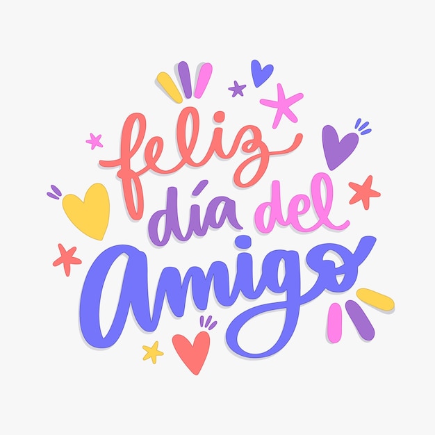 Free vector hand drawn dia del amigo lettering