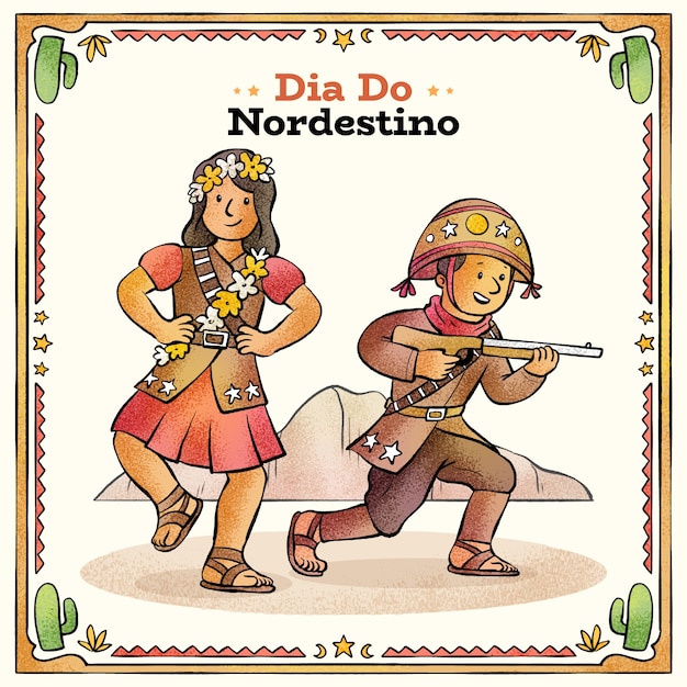 무료 벡터 손으로 그린 dia do nordestino 그림