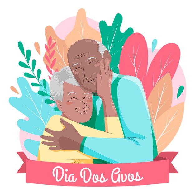 Hand drawn dia dos avos illustration with grandparents