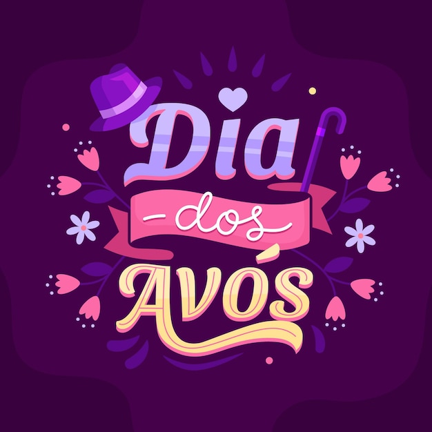 Vettore gratuito lettering dia dos avos disegnato a mano