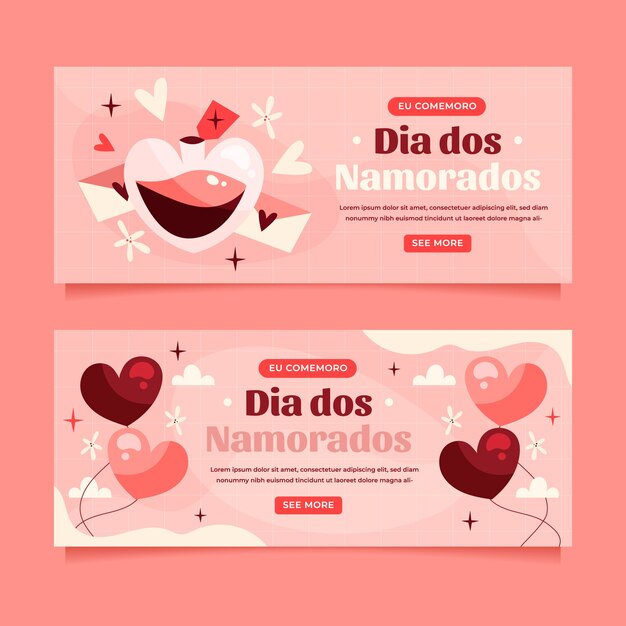 Hand drawn dia dos namorados banner