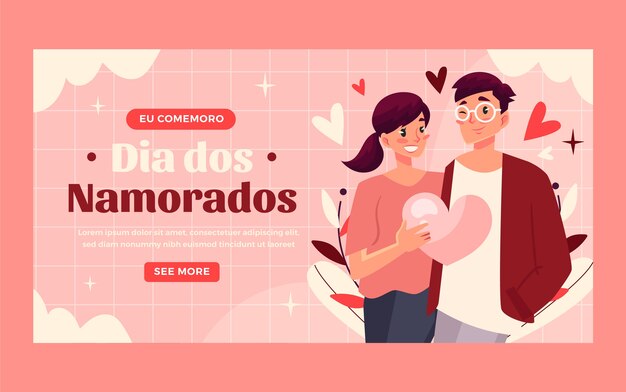 Hand drawn dia dos namorados facebook post