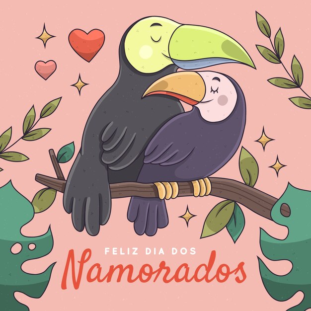 Hand drawn dia dos namorados illustration