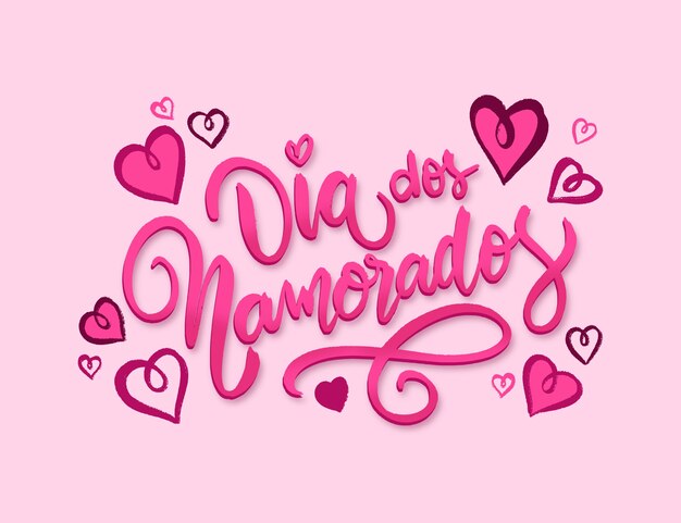 Hand drawn dia dos namorados lettering