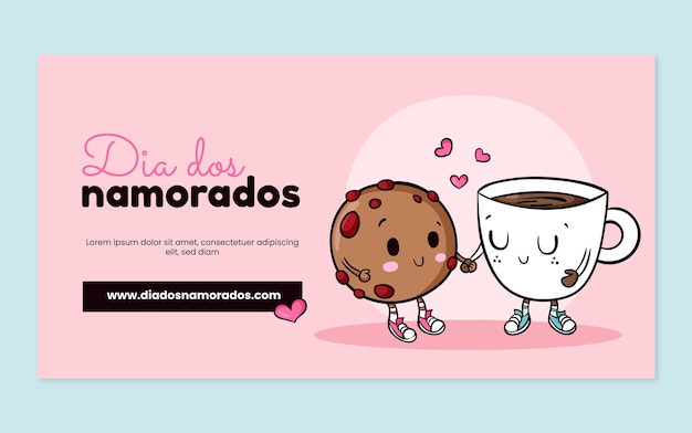 Free vector hand drawn dia dos namorados social media post template