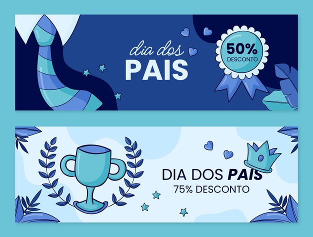 hand drawn dia dos pais sale horizontal banners set