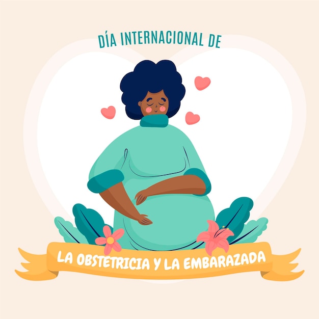 Бесплатное векторное изображение Ручной обращается dia internacional de la obstetricia y la embarazada иллюстрация