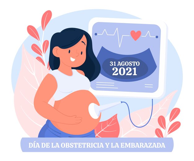 手描きdiainternacional de la obstetricia y laembarazadaイラスト