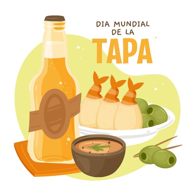 손으로 그린 디아 mundial de la tapa 그림