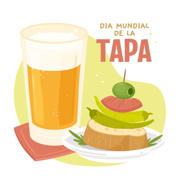 Illustrazione disegnata a mano dia mundial de la tapa