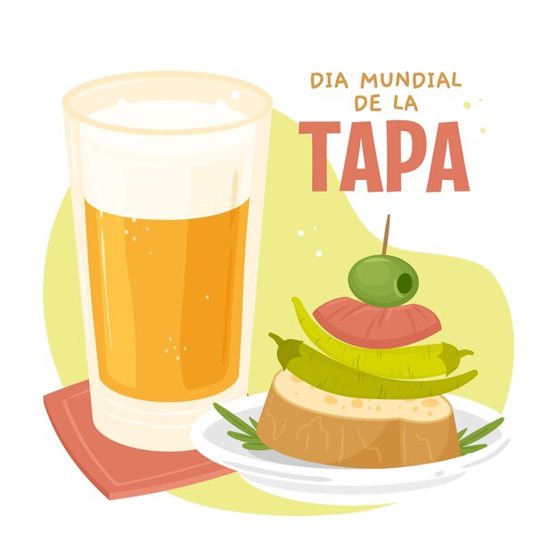 손으로 그린 디아 mundial de la tapa 그림