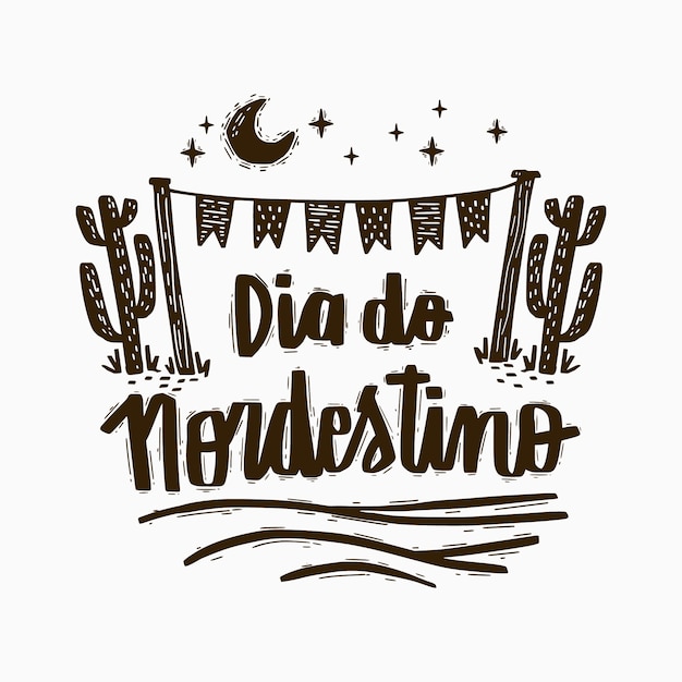 Free vector hand drawn dia do nordestino lettering