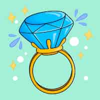 Free vector hand drawn diamond ring cartoon illustration