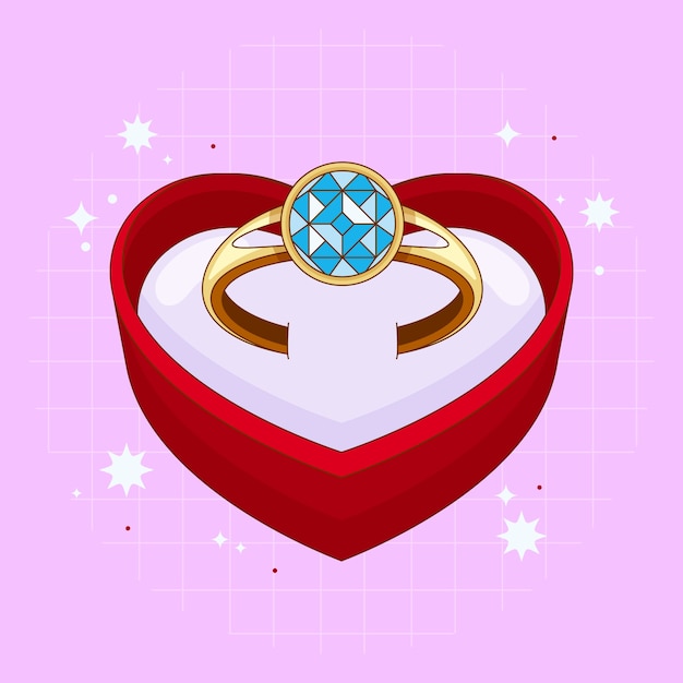 Free vector hand drawn diamond ring cartoon illustration