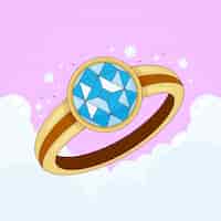 Free vector hand drawn diamond ring cartoon illustration