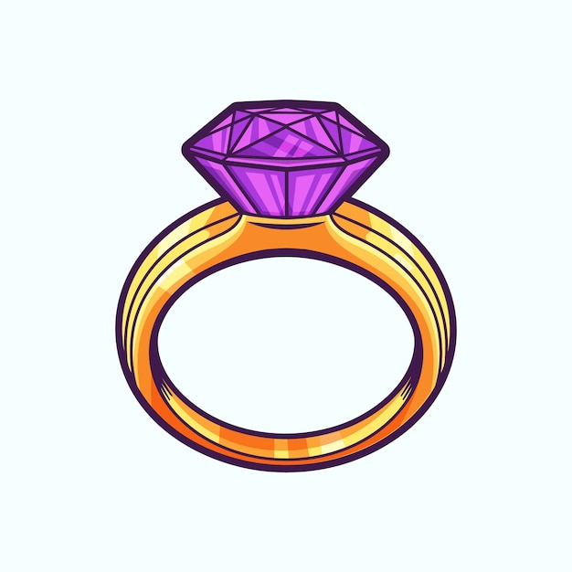 Free vector hand drawn diamond ring cartoon illustration
