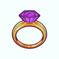 Free vector hand drawn diamond ring cartoon illustration