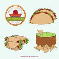 Free vector hand drawn different mexican menus