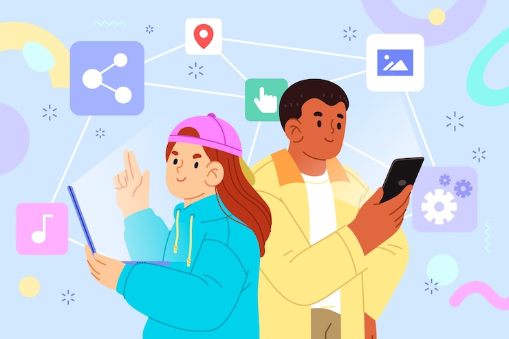 Free Vector hand drawn digital natives illustration